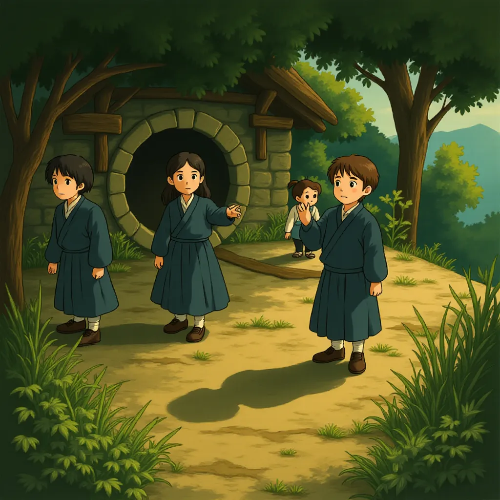 Warwick Davis, Rupert Grint, Daniel Radcliffe, and Emma Watson in Harry Potter and the Deathly Hallows: Part 2 (2011) - Anime style