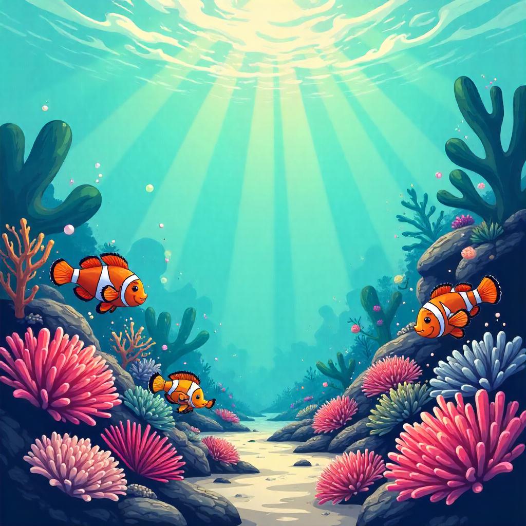 Morning Mist over a Cartoon Coral Reef