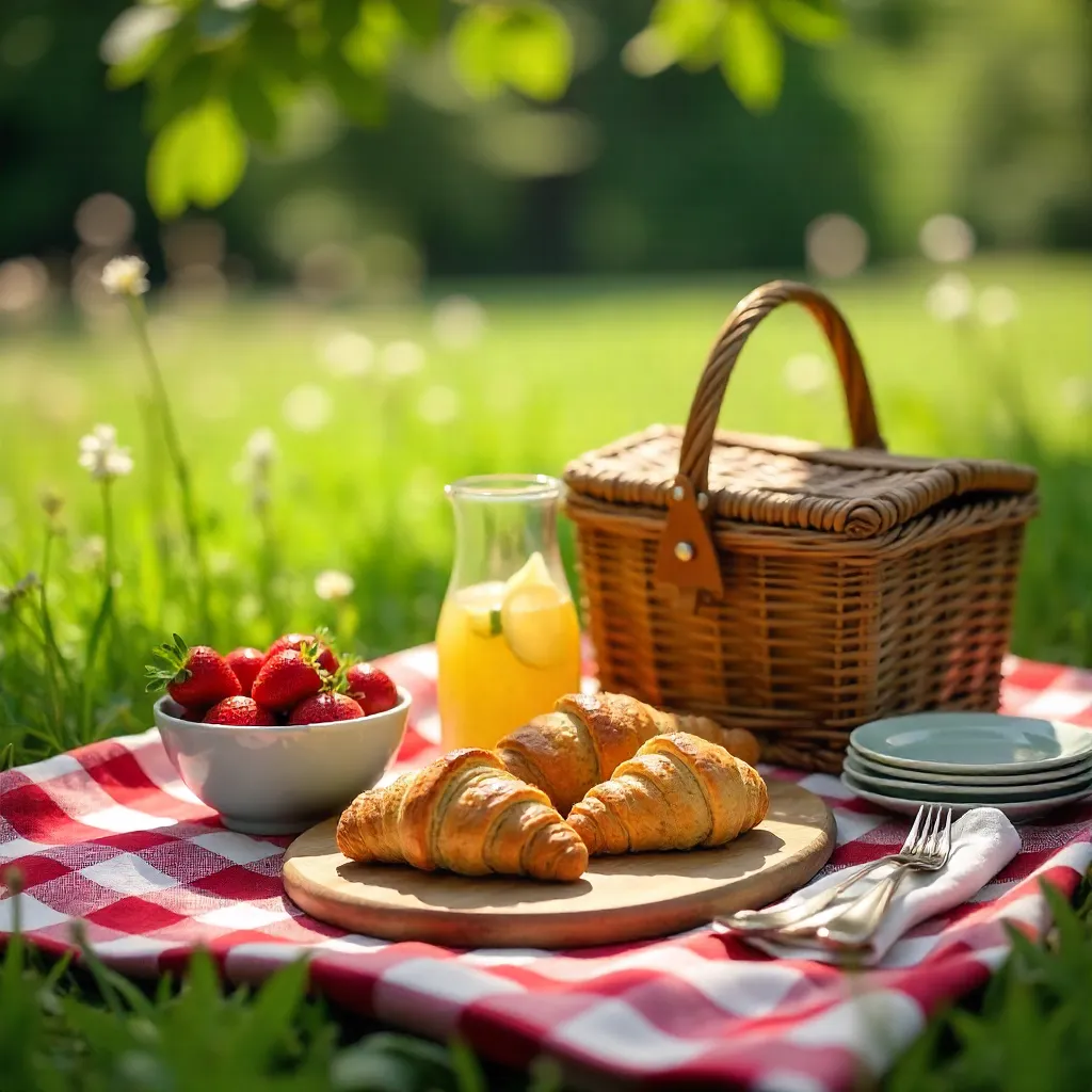 Delightful Outdoor Picnic: Strawberries & Baked Goods