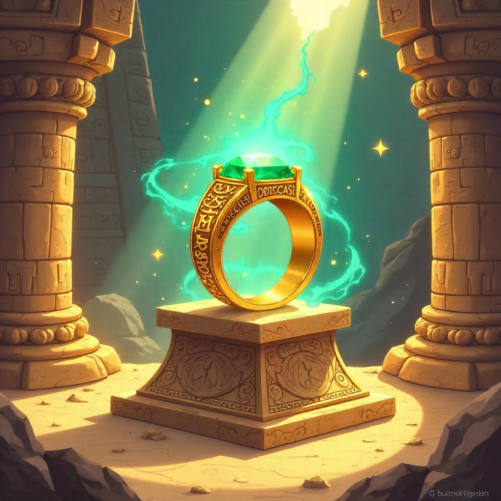Enchanted Ring in a Cartoon Pyramid Scene