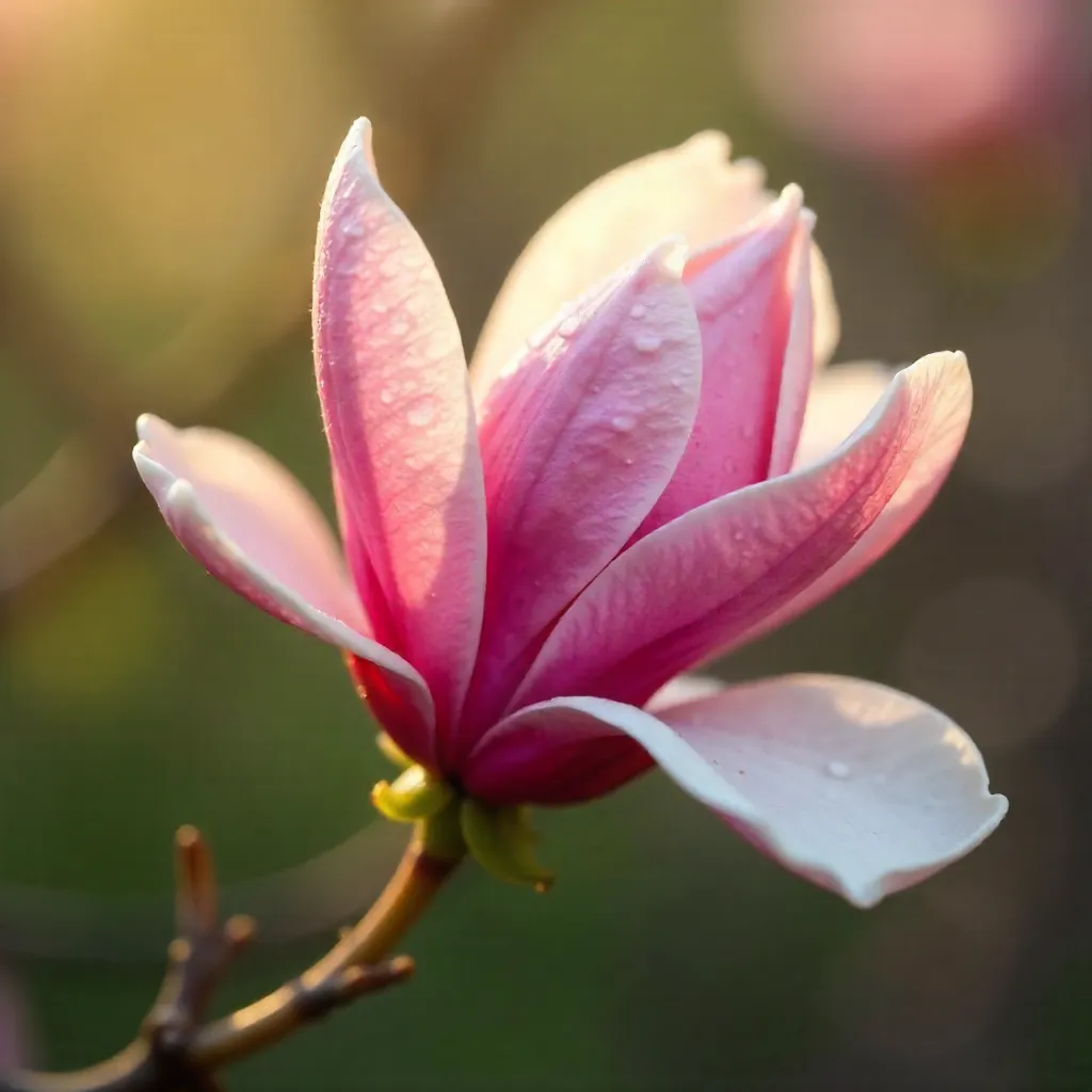 Delicate Pink Magnolia Bud in Spring Light