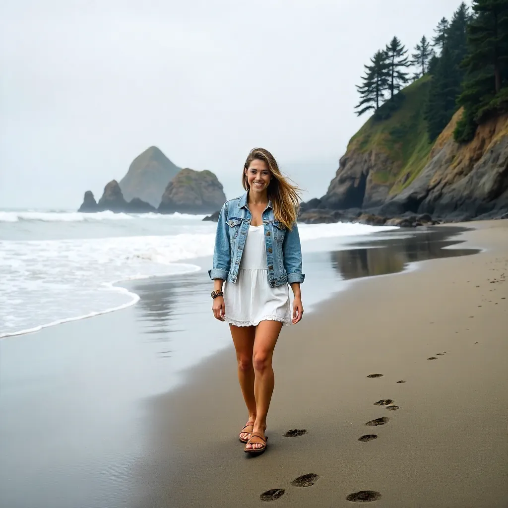 Serene Arch Cape Beach Moment on Oregon Coast