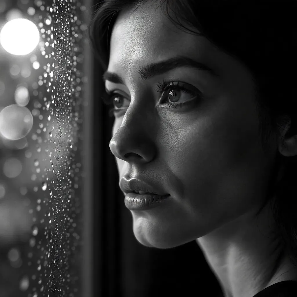Through Glass: A Monochrome Portrait of Emotion