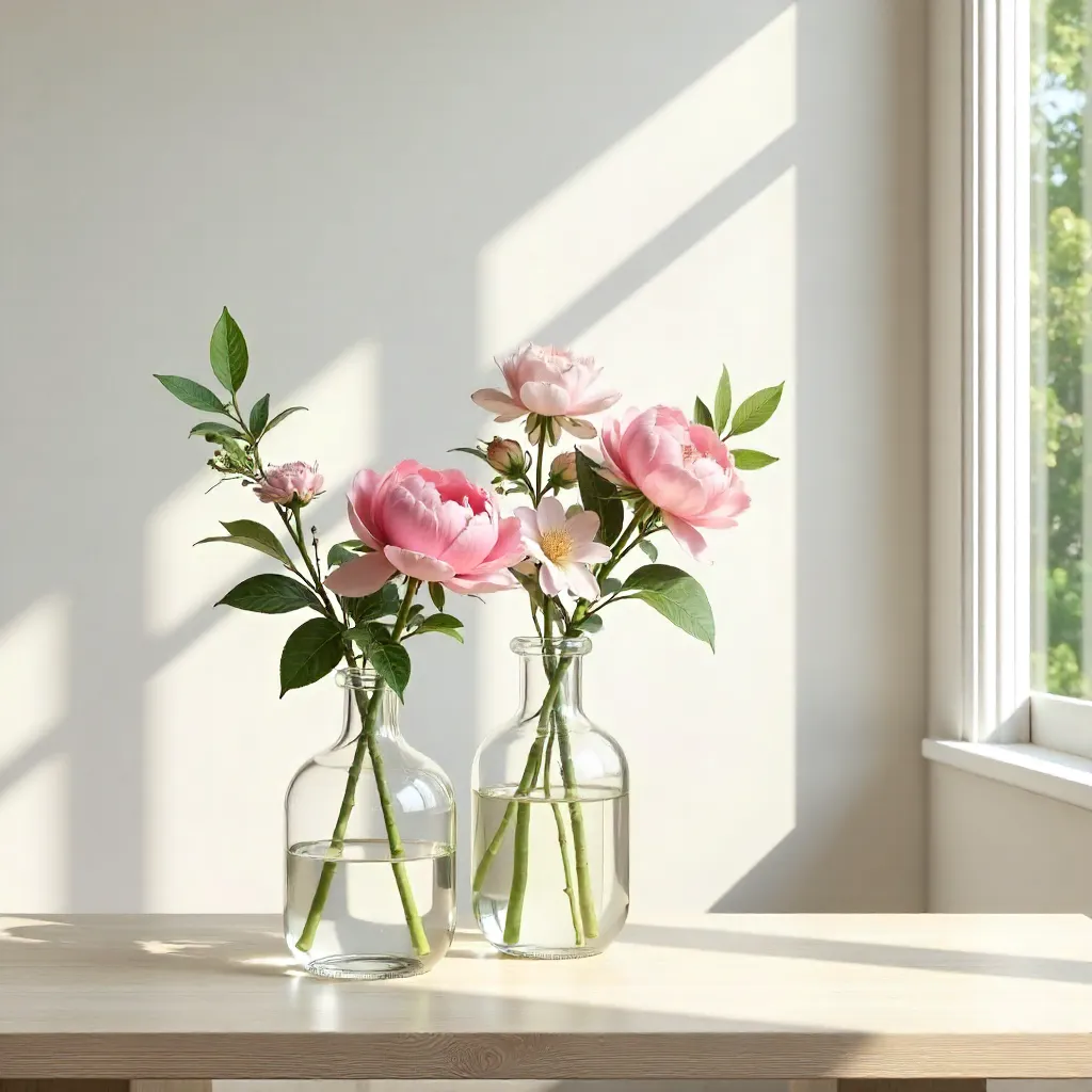 Elegant Minimalist Pink Floral Vases Indoors