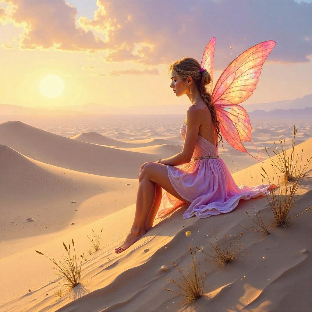 Pixie in Golden Dunes – Oil Painting