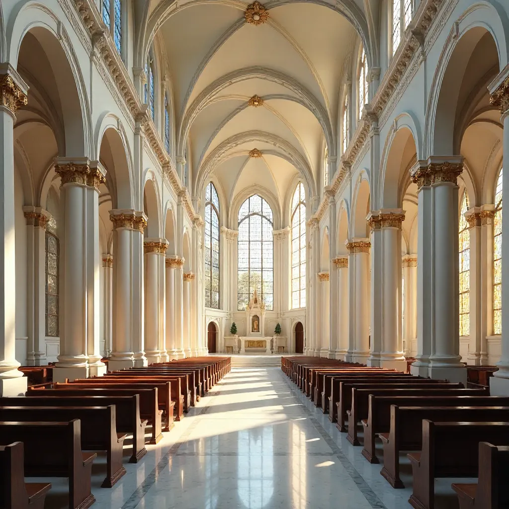 Parisian Neo-Classical Church: Arches and Stained Glass