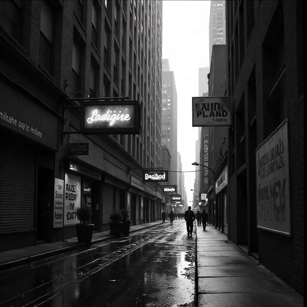 Canyon of Towers: Narrow Alley in Monochrome
