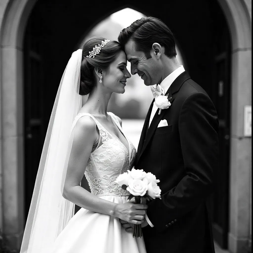 Timeless Black-and-White Wedding Moment