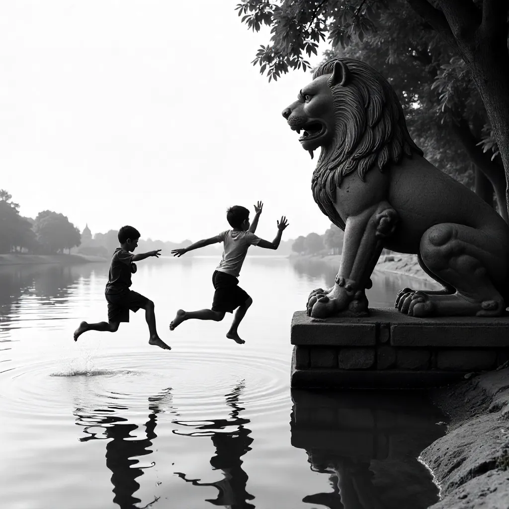 Leaping Boys by the Mythic Lion in Min Kun River