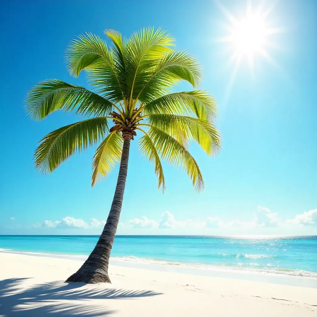 Lone Palm Under a Clear Tropical Sky