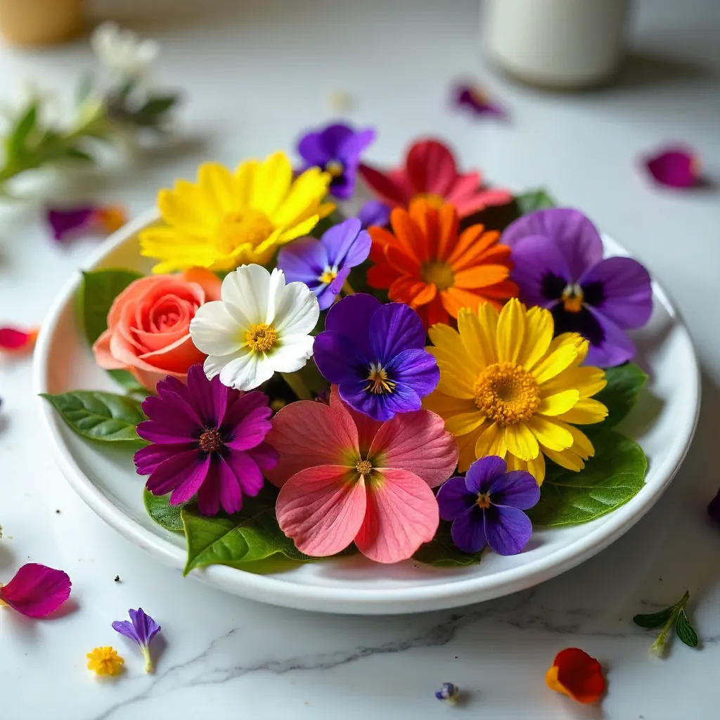Vibrant Assortment of Edible Flowers for Culinary Decoration