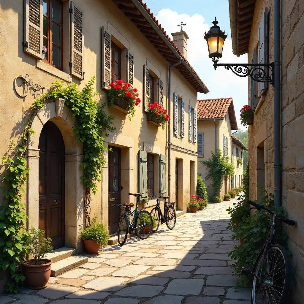 Golden Hour on a Rustic Okzitanien Street