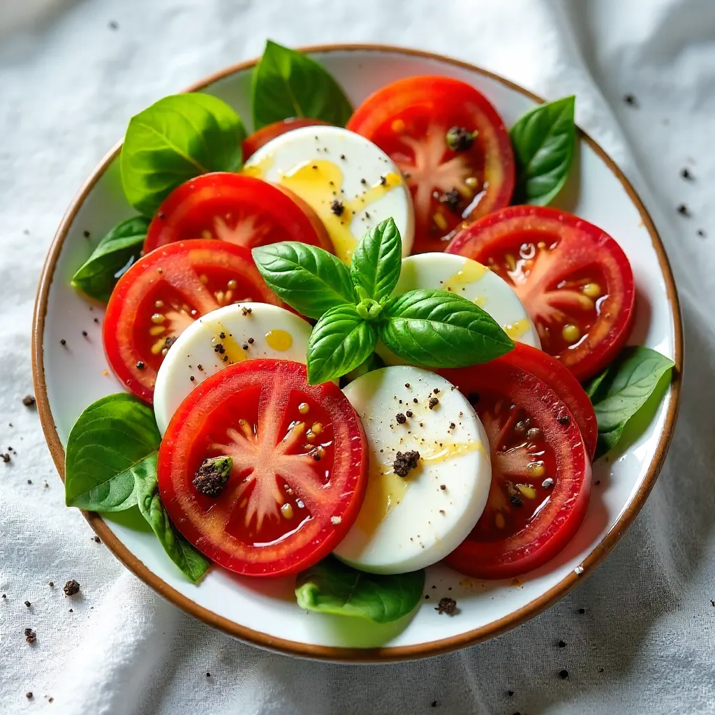 Caprese Salad on White Tablecloth