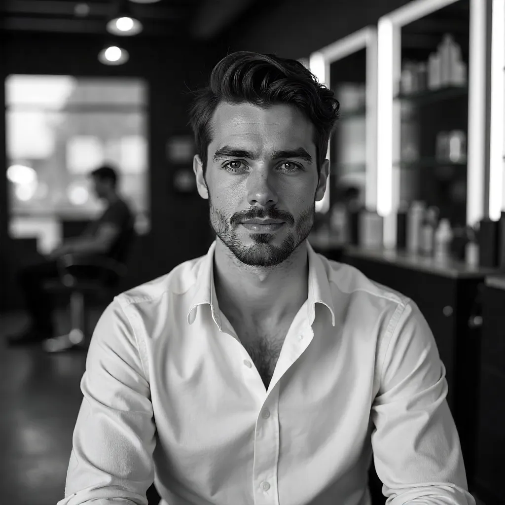 Monochrome Confidence in a Modern Salon