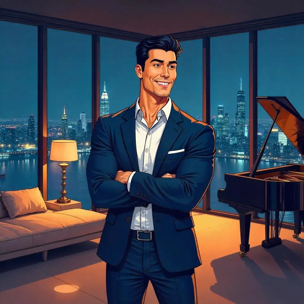 Powerful Asian Man in a Luxury Penthouse