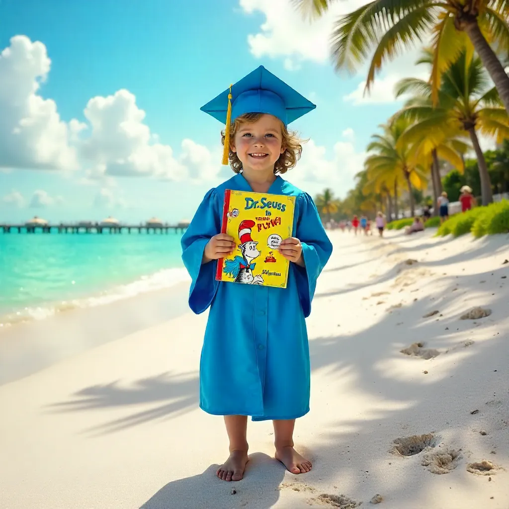 Blue-Gowned Child Celebrates Seuss at Delray Beach