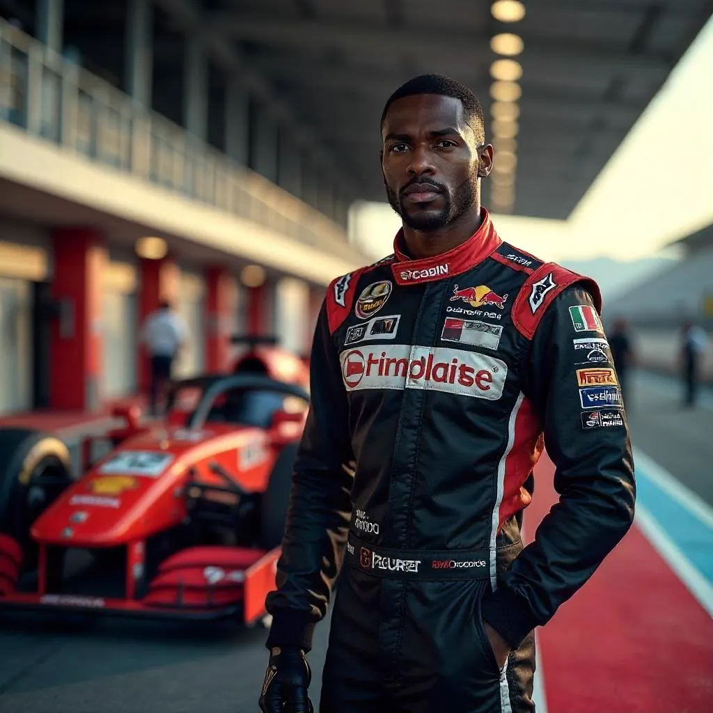 Professional Black Man at Racing Track - 3D Render