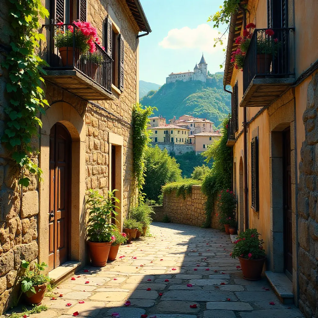 Civita di Bagnoregio: Flowered Alley Charm