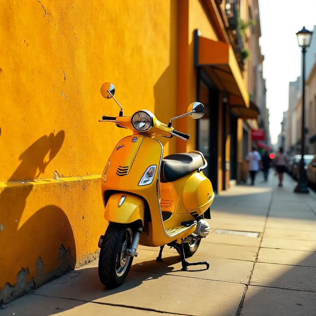 Sunny Yellow Scooter by Orange City Wall