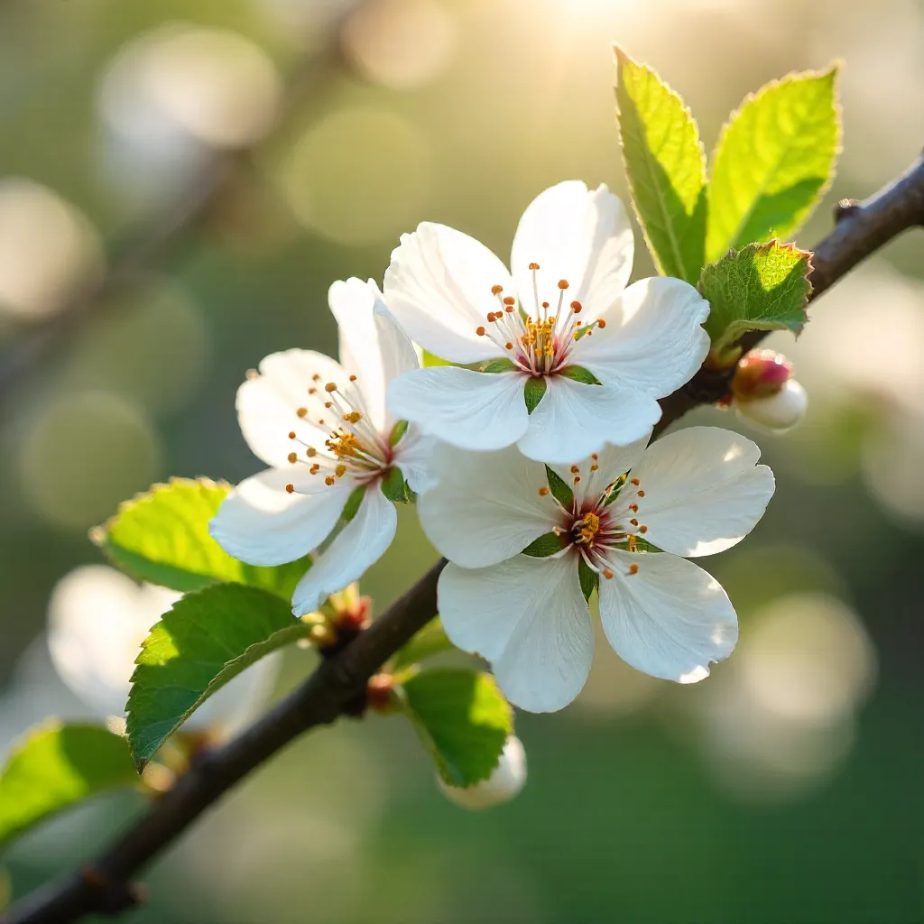 Delicate White Apple Blossoms in Spring Bloom