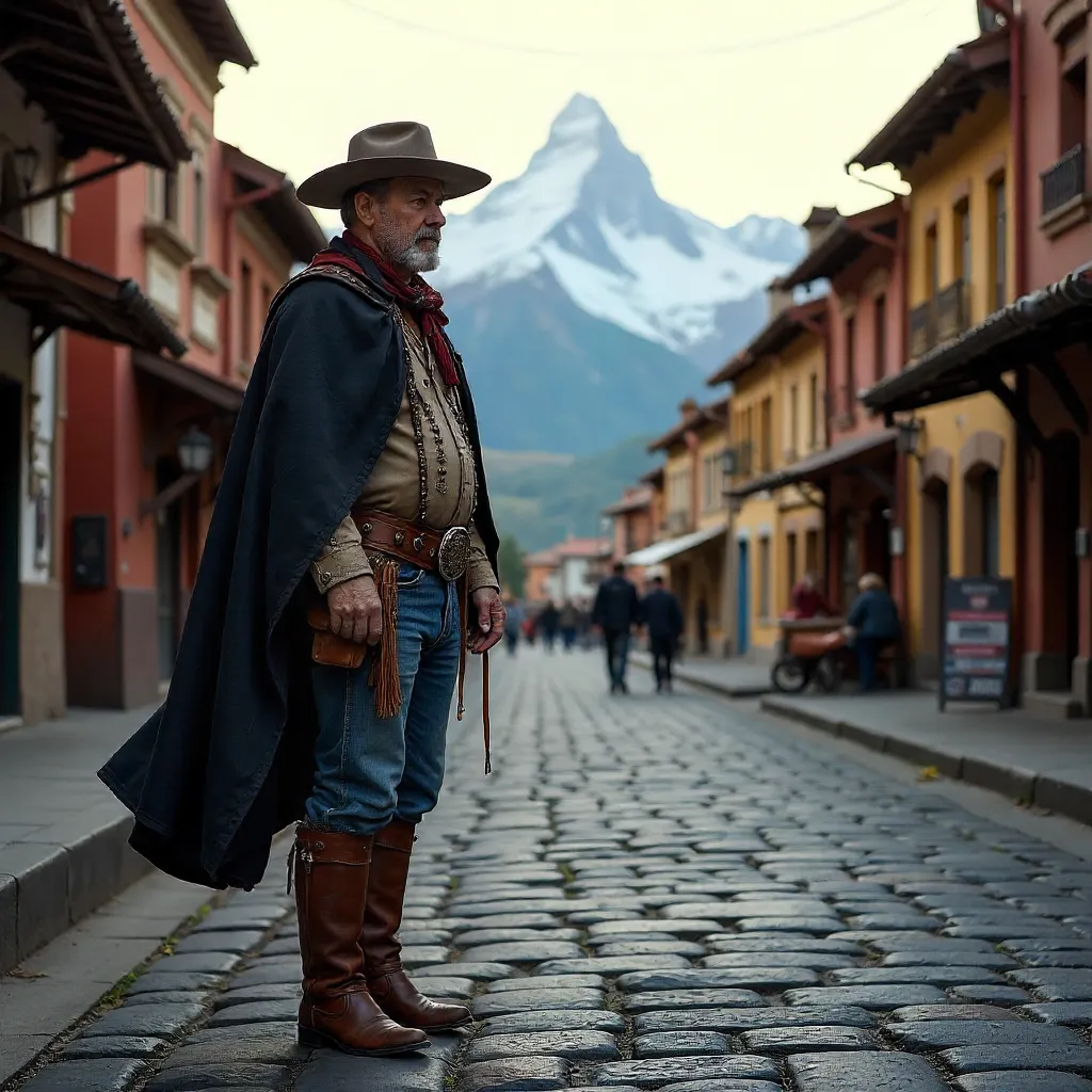 Gaucho in Bariloche's Alpine Street