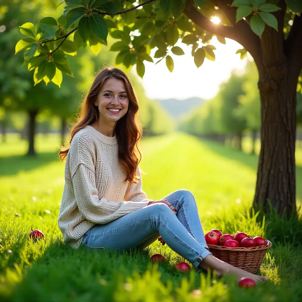 Cozy Sweater Day Under the Apple Tree