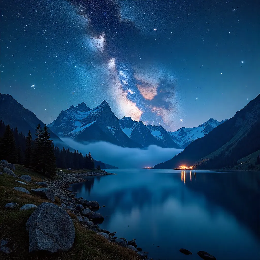Milky Way over Misty High Tatras Nightscape