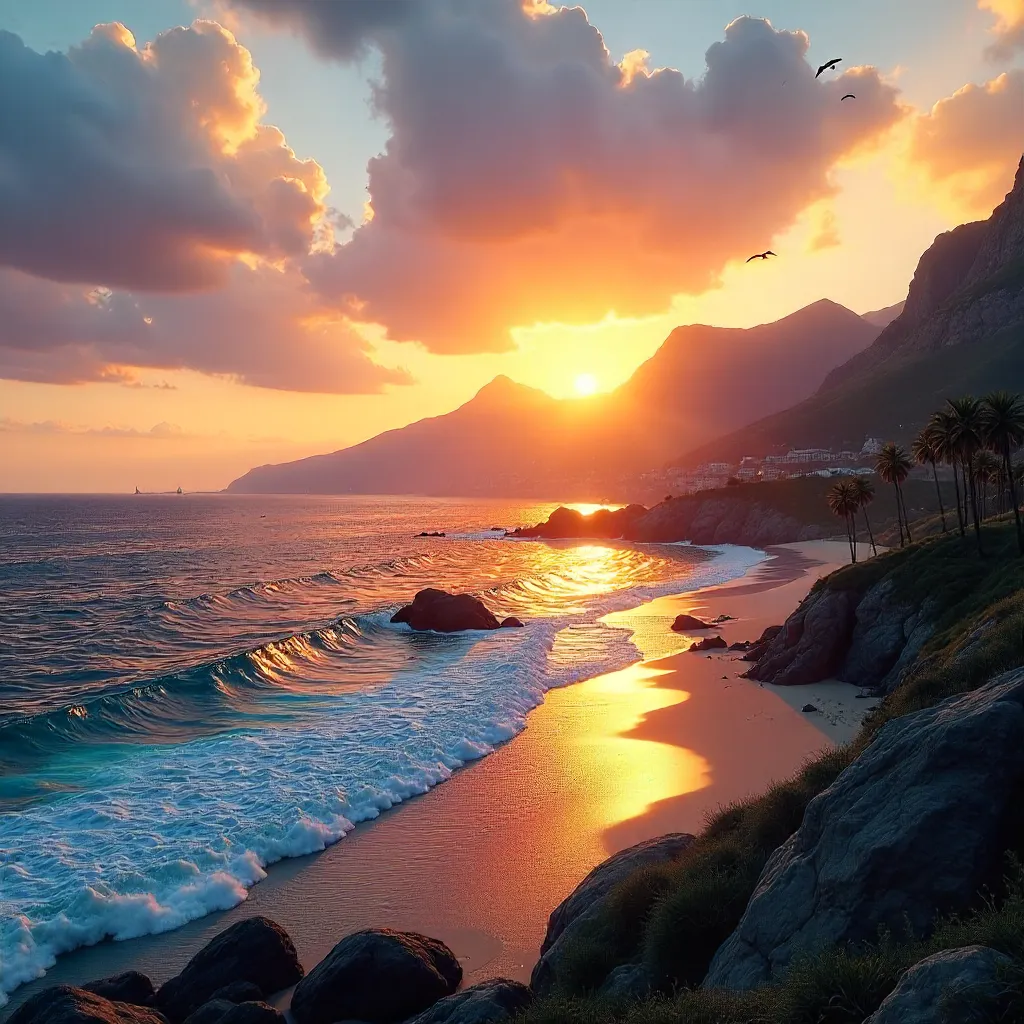 Sunset Over Twelve Apostles and Camps Bay Beach
