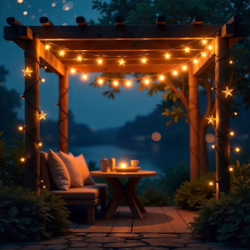Warm Star-Shaped Fairy Lights at Night