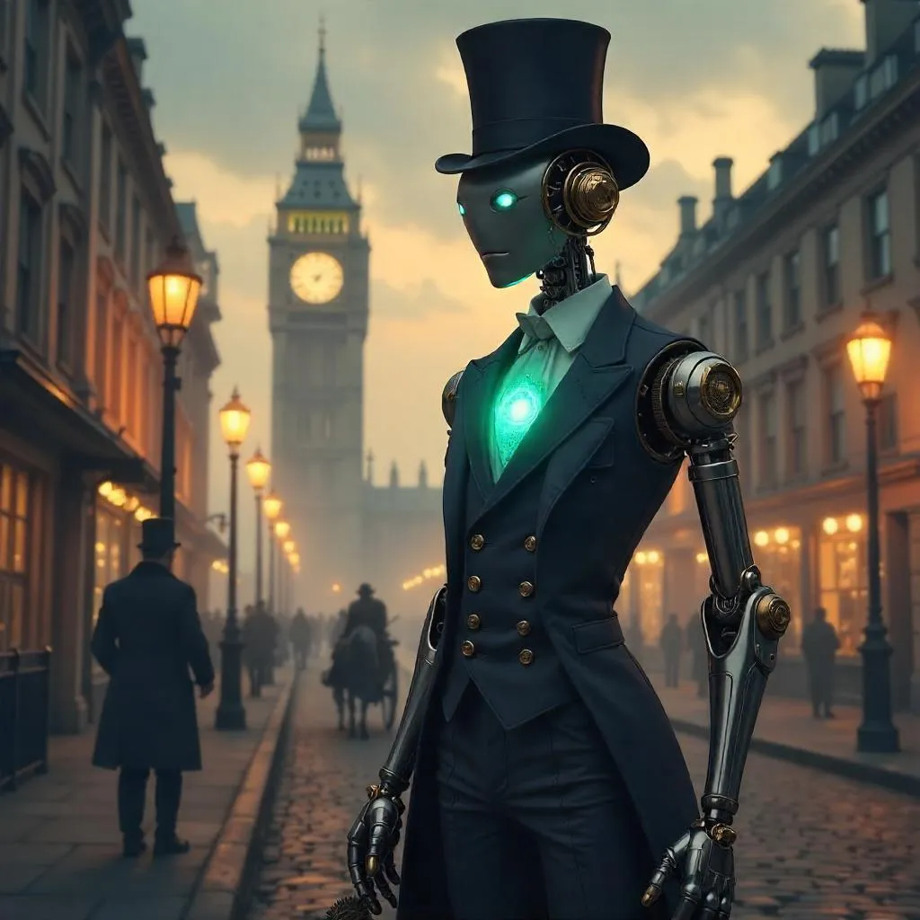 An Anime Android in Foggy Victorian London