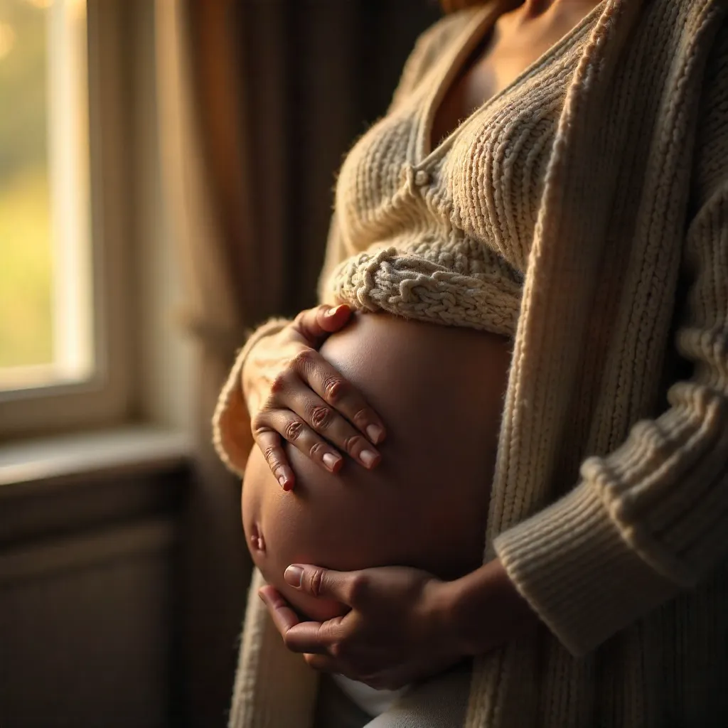 Embracing the Glow: A Mother's Quiet Moment