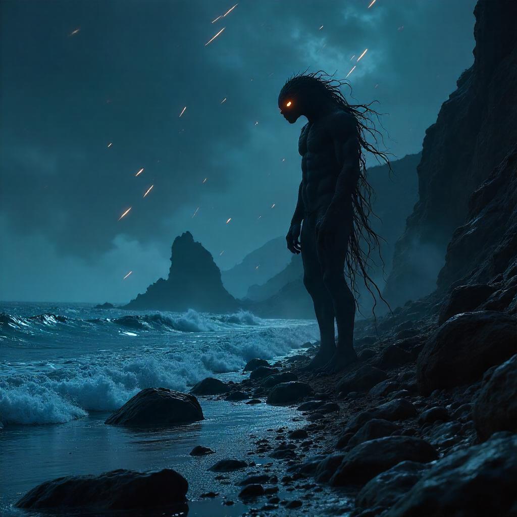 Shadow Creature in a Meteor Shower