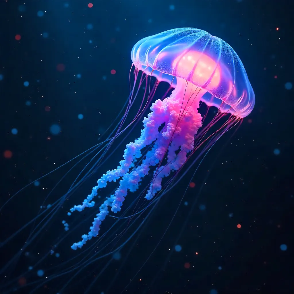 Glowing Jellyfish in the Deep Sea