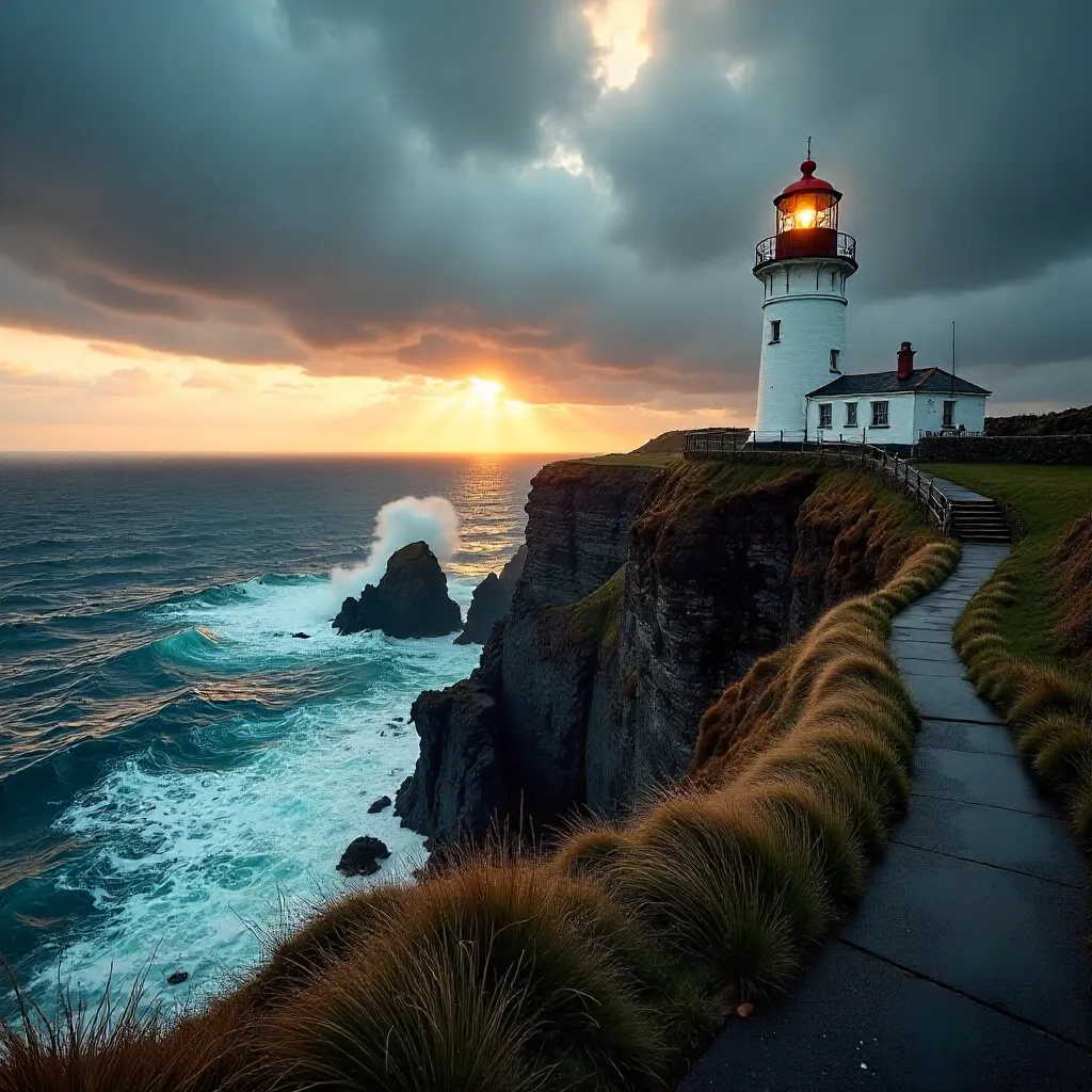 South Stack Lighthouse Under a Dramatic Welsh Sky