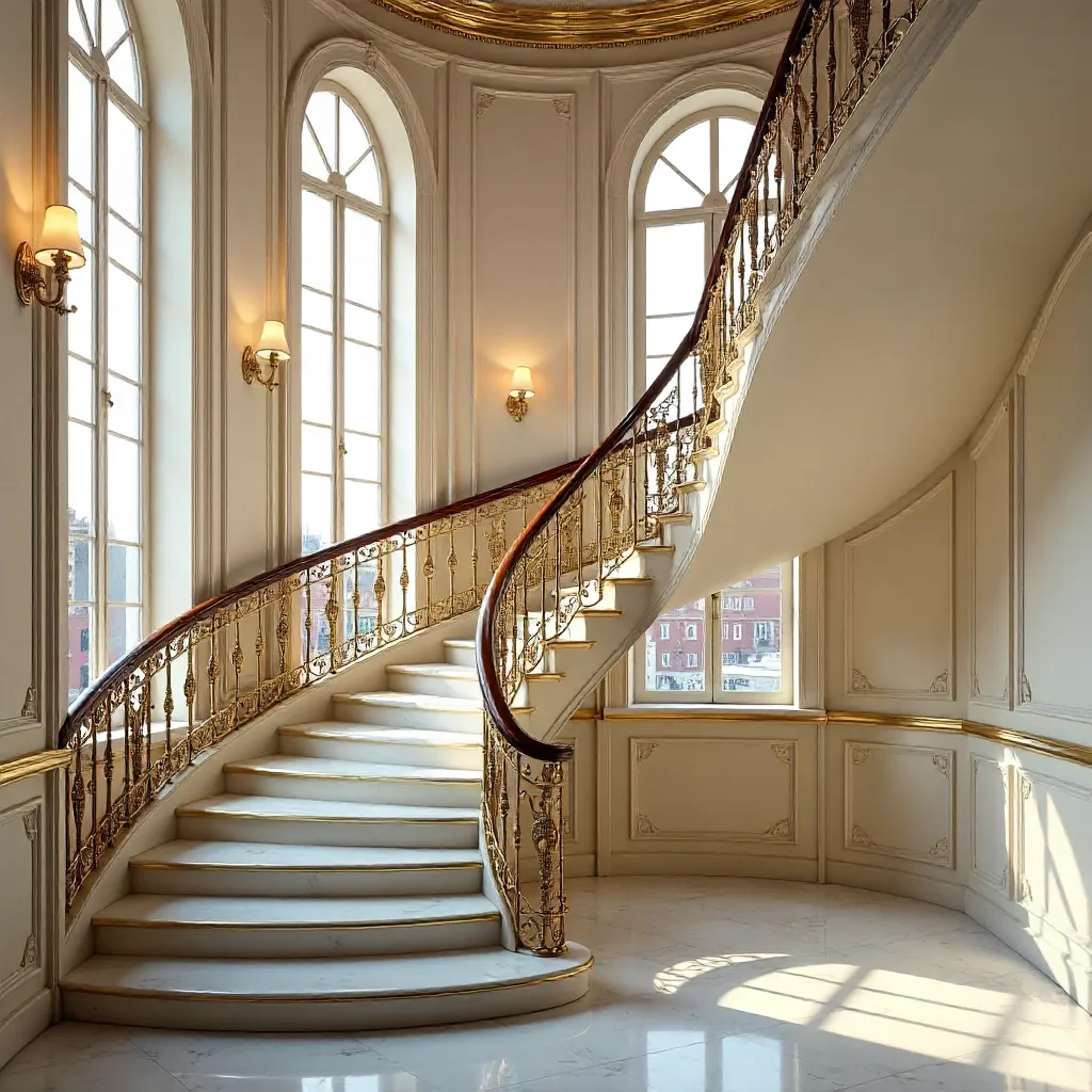 Elegant Spiral Staircase in Hamburg's Historic Hall