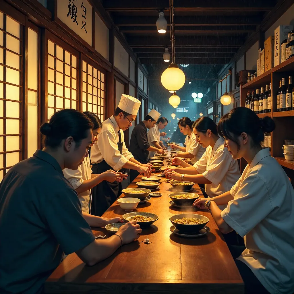 Evening Hustle in a Traditional Udon Shop
