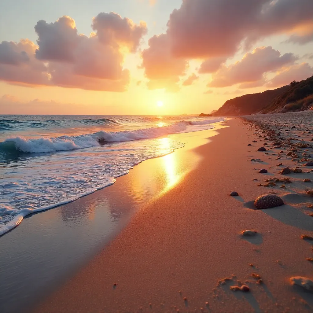 Golden Sunset on Tranquil Ocean Waves
