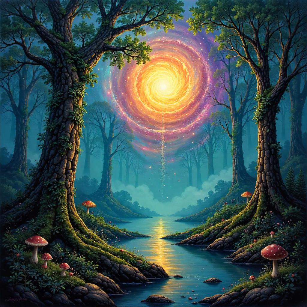Supernova in a Mystical Forest — Oil Painting