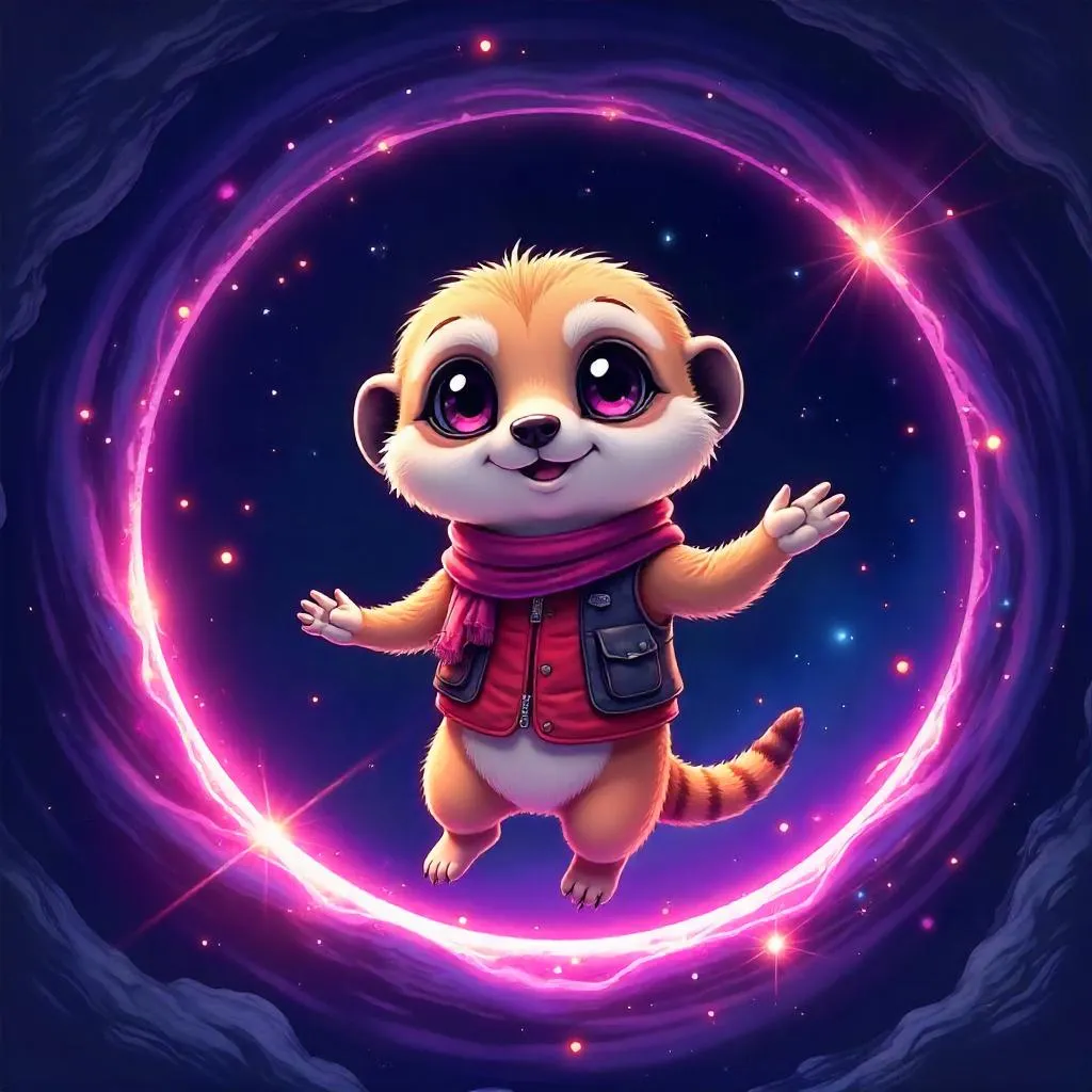 Meerkat Explorer in an Anime-Style Black Hole