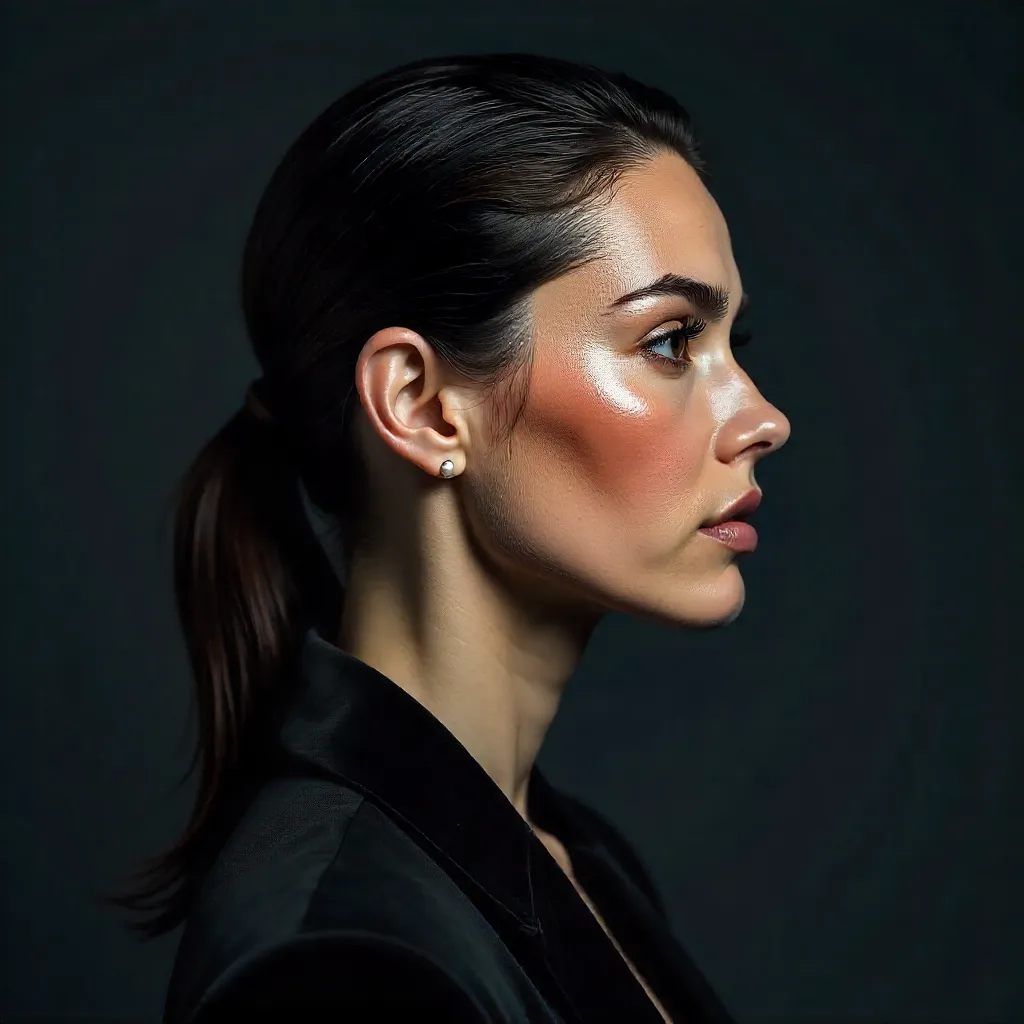 Bold Side Profile in Sleek Wet-Hair Portrait