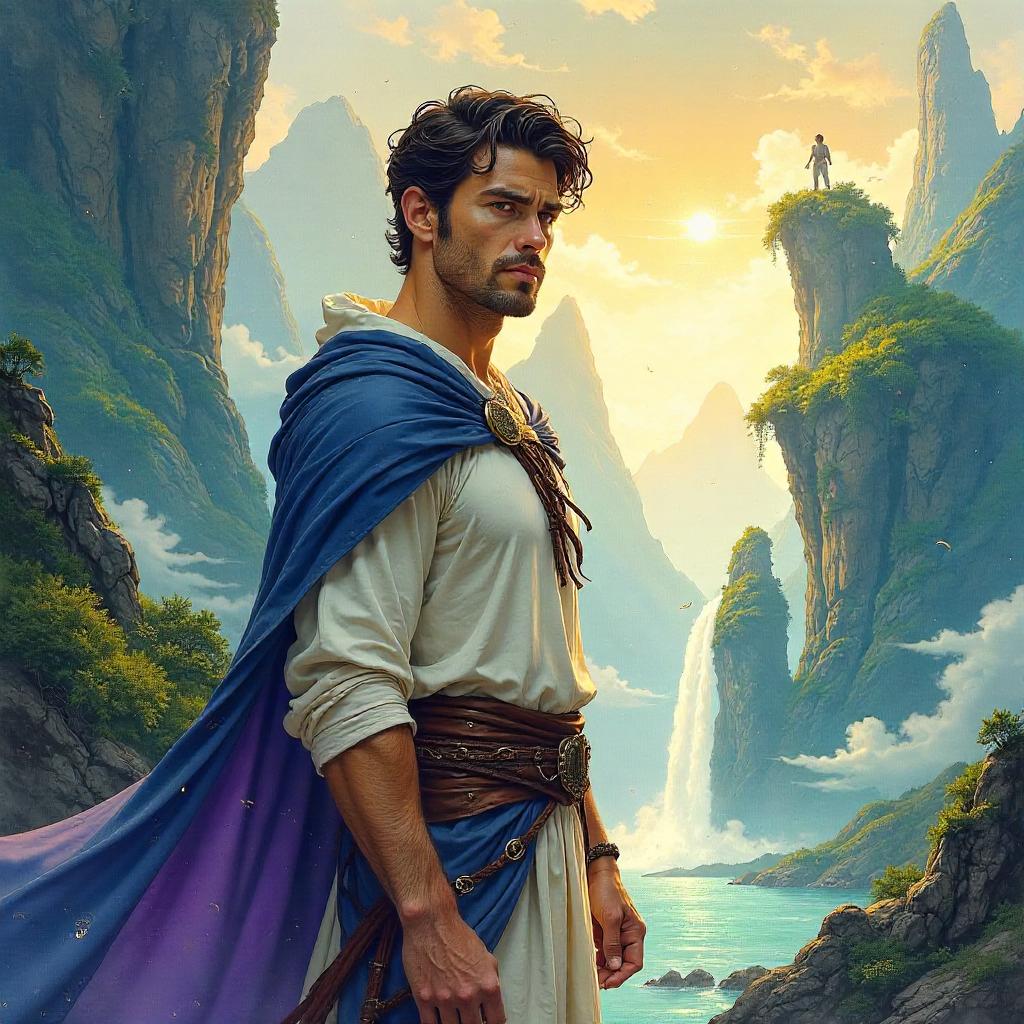Handsome Man in a Watercolor Realm