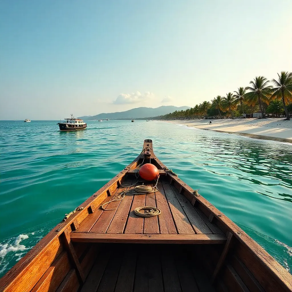 Vung Tau Beach from a Boat: 500m Offshore (Photo Realistic)