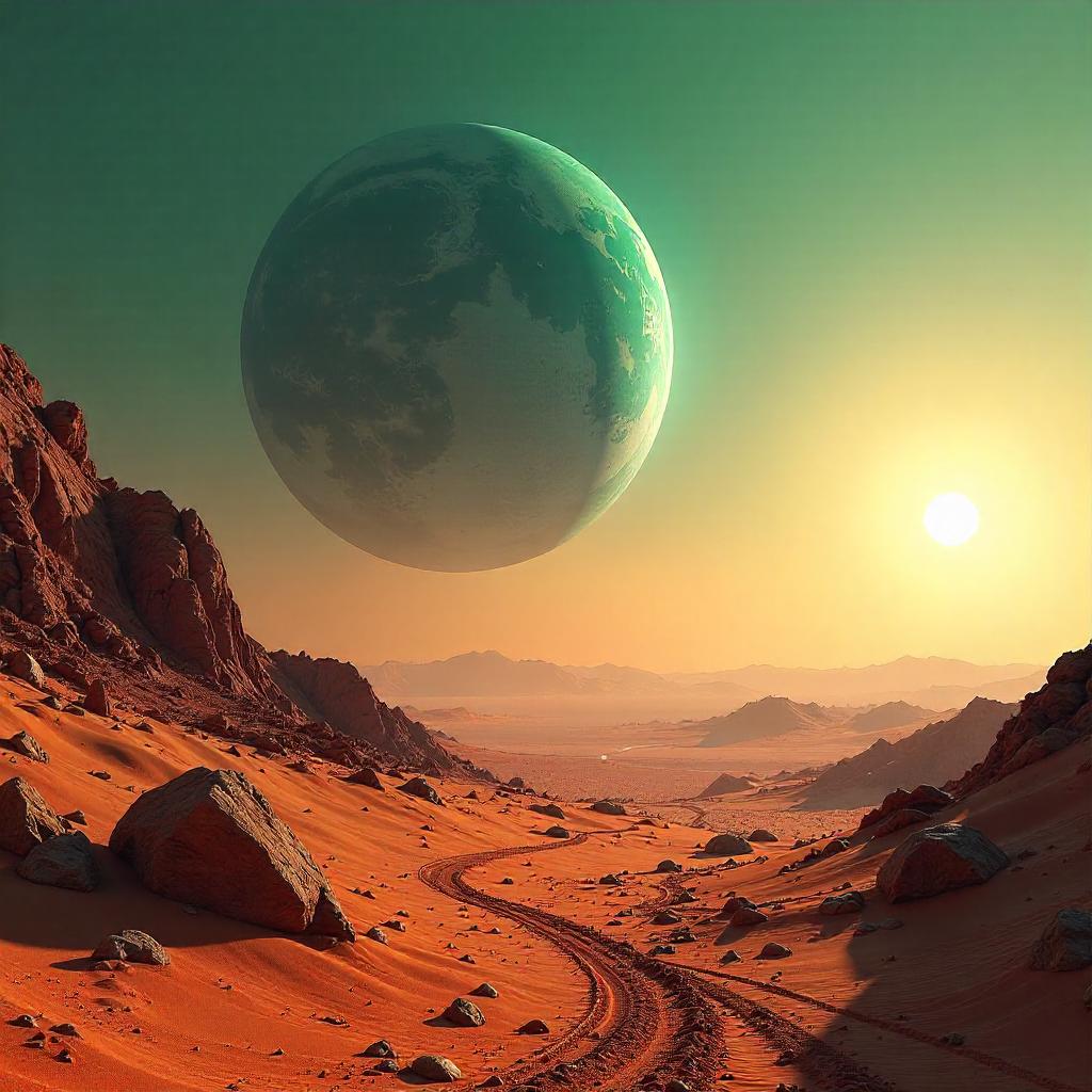 Mars Horizon: 3D Render of a Planet in the Sky