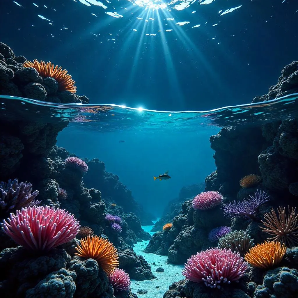 Meteor Shower Over a Photoreal Coral Reef