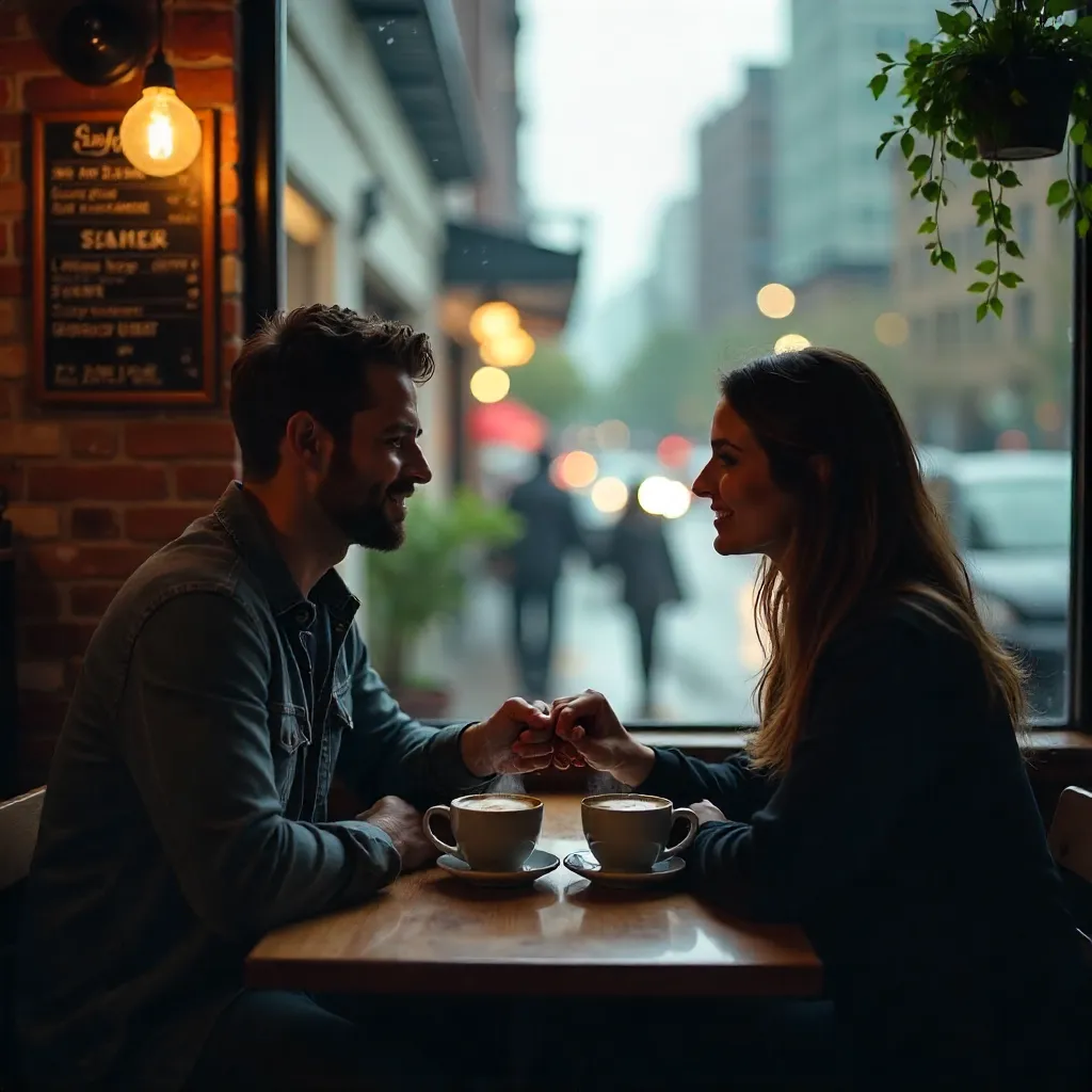 Holding Hands Over Coffee in a Vancouver Café