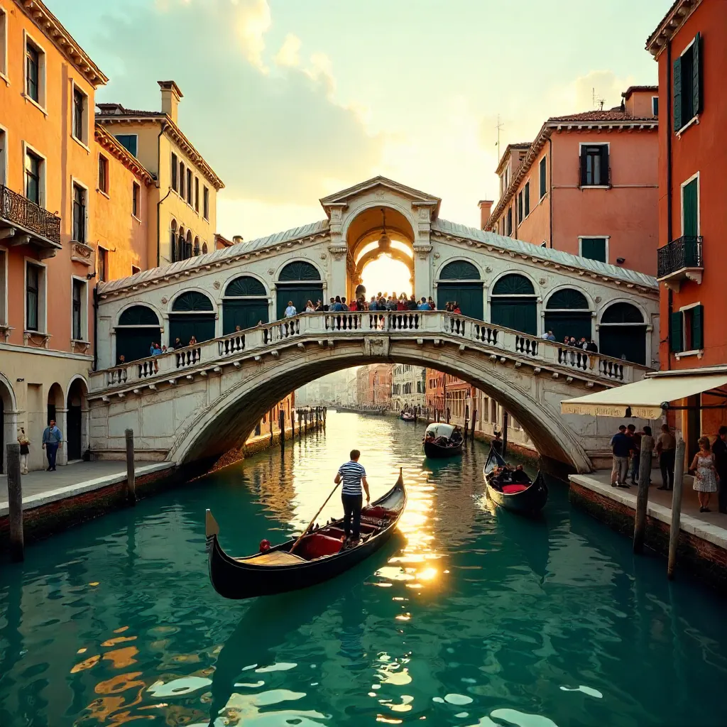 Rialto Bridge and Venice Canal Life