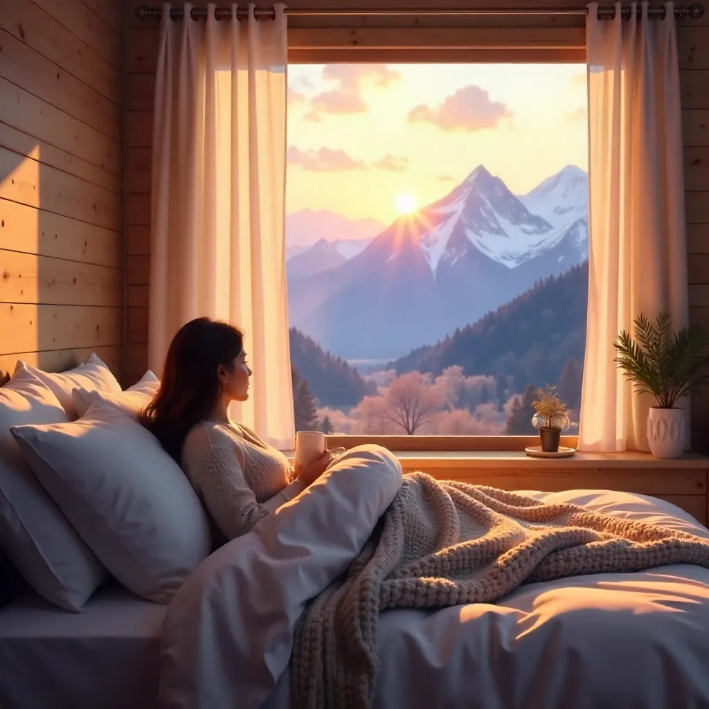 Cozy Morning View: Sunrise Over Mountains