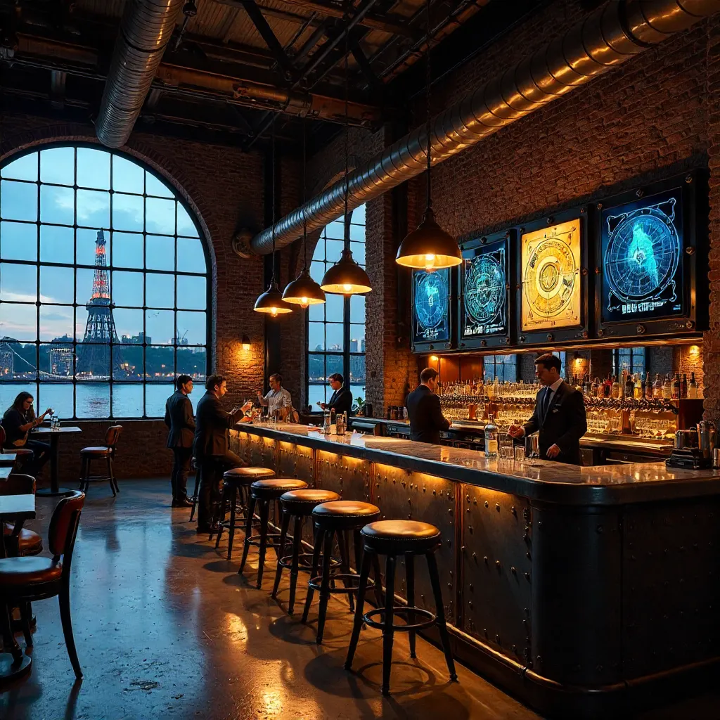 Industrial Bar in Control Room B, Battersea Power Station