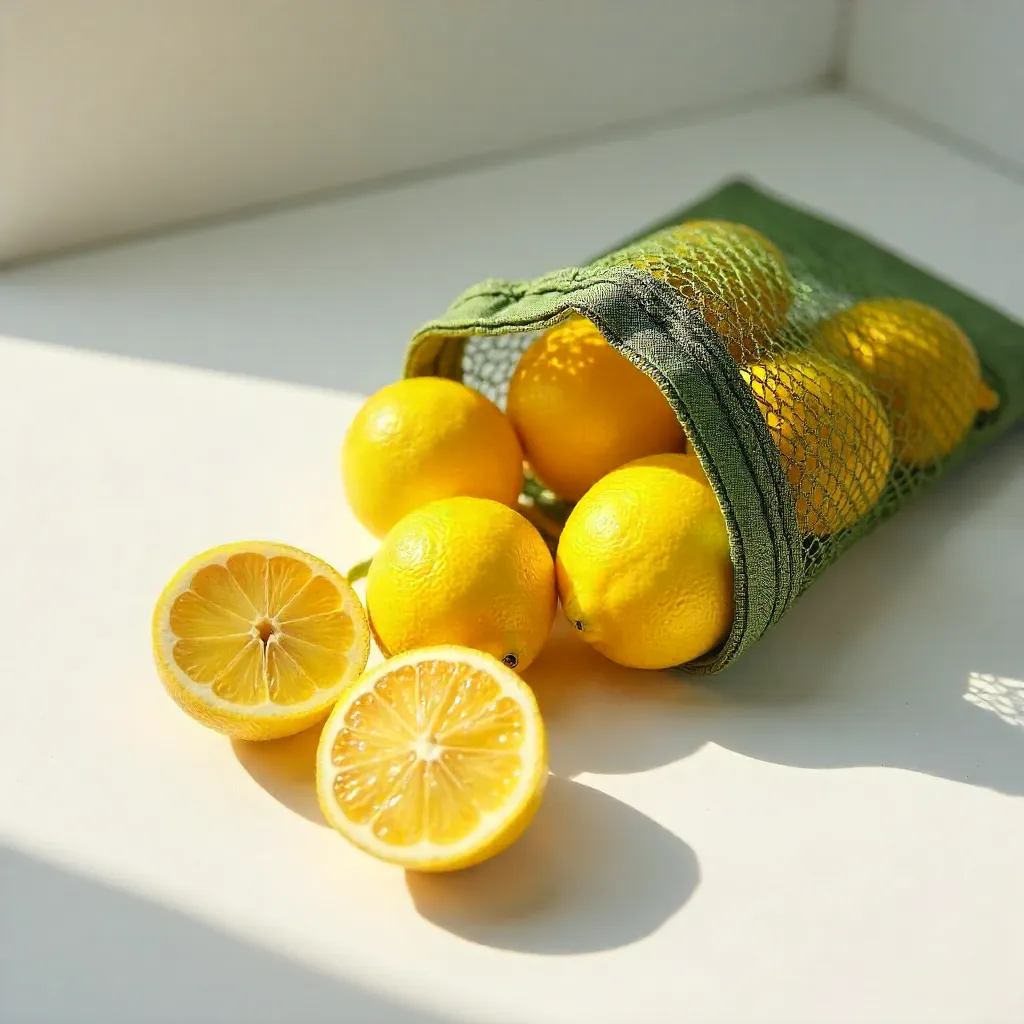 Sunny Lemons Spill from Eco Mesh Bag