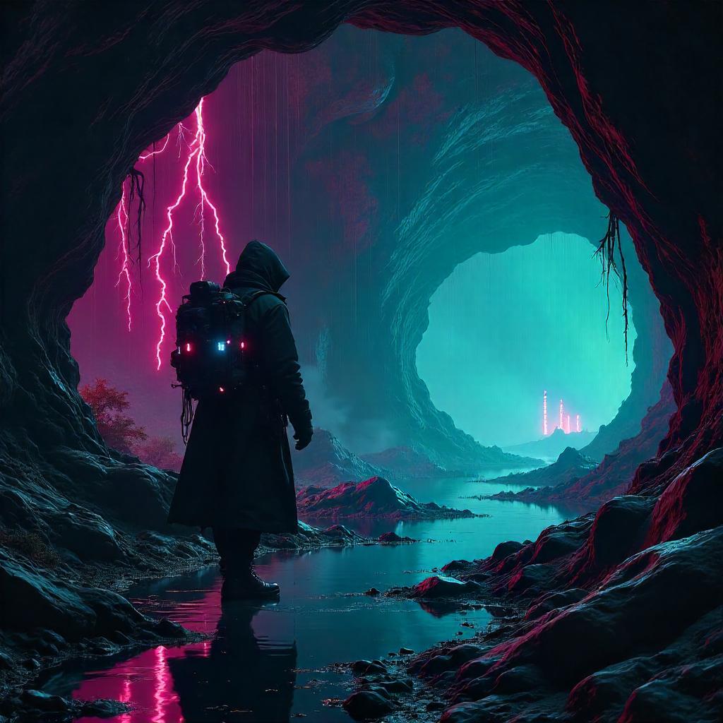 Neon Shadow Thief in a Cyber Cave